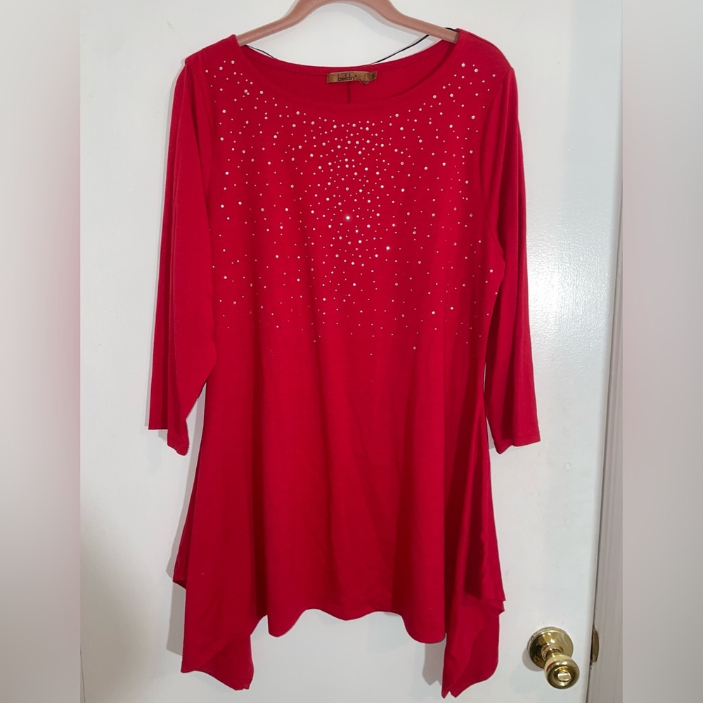 Belldini Red Sparkle Tunic Top